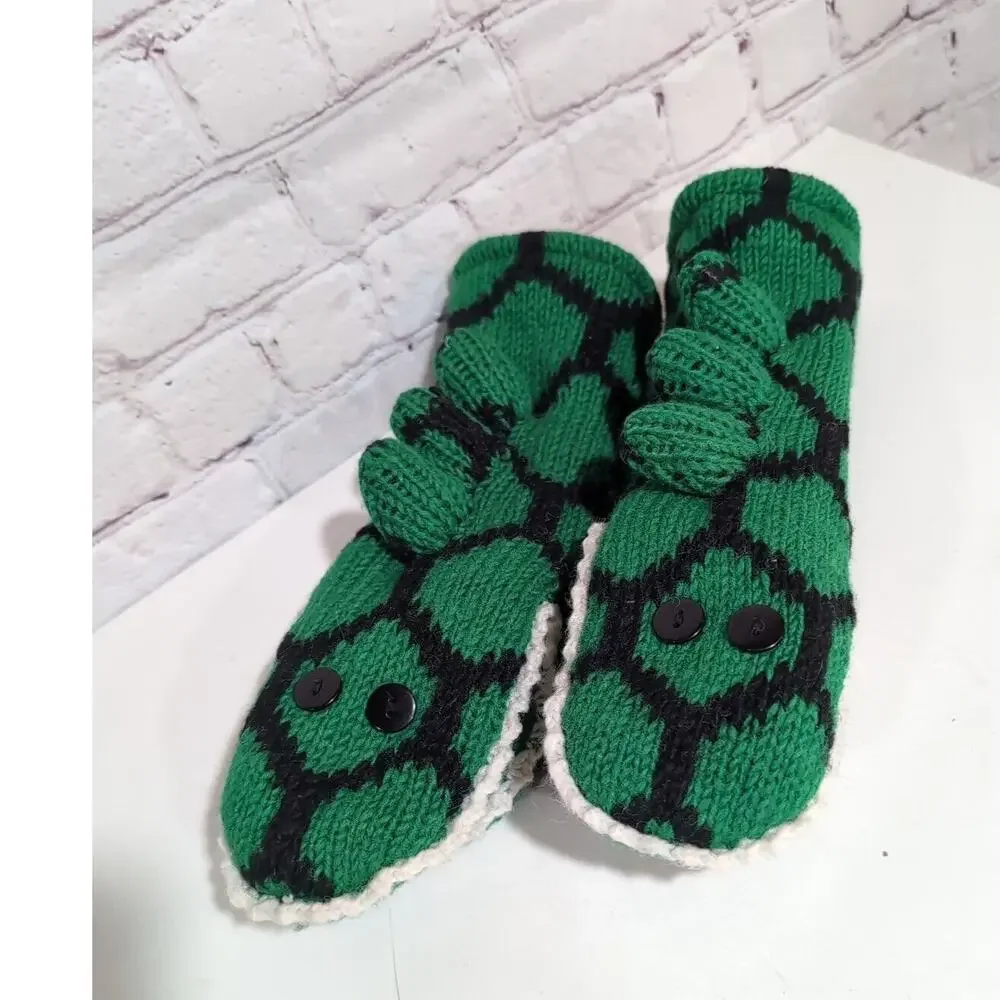 Nirvana Designs Alligator Dragon Knit In Nepal Wool Fleece Lined Puppet Mittens